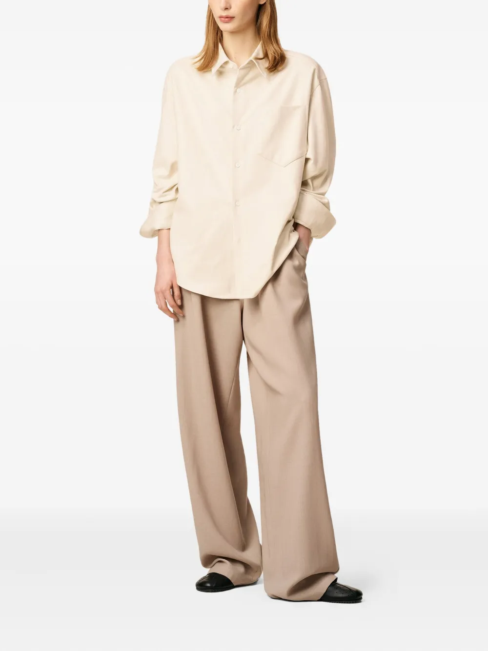 AMI Paris Blouse met logo Beige