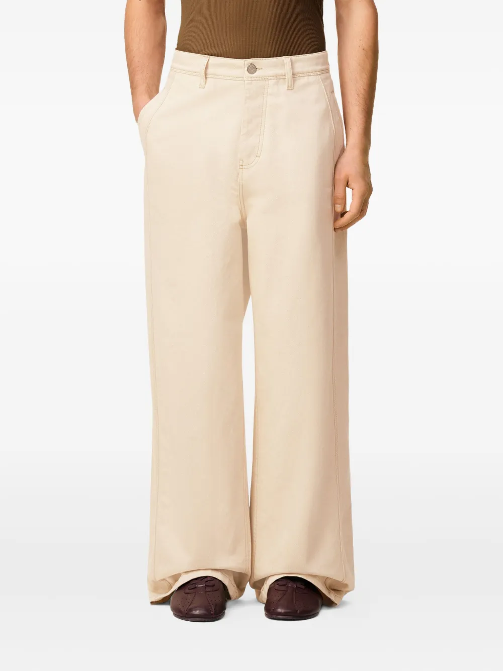 AMI Paris Katoenen ruimvallende jeans Beige