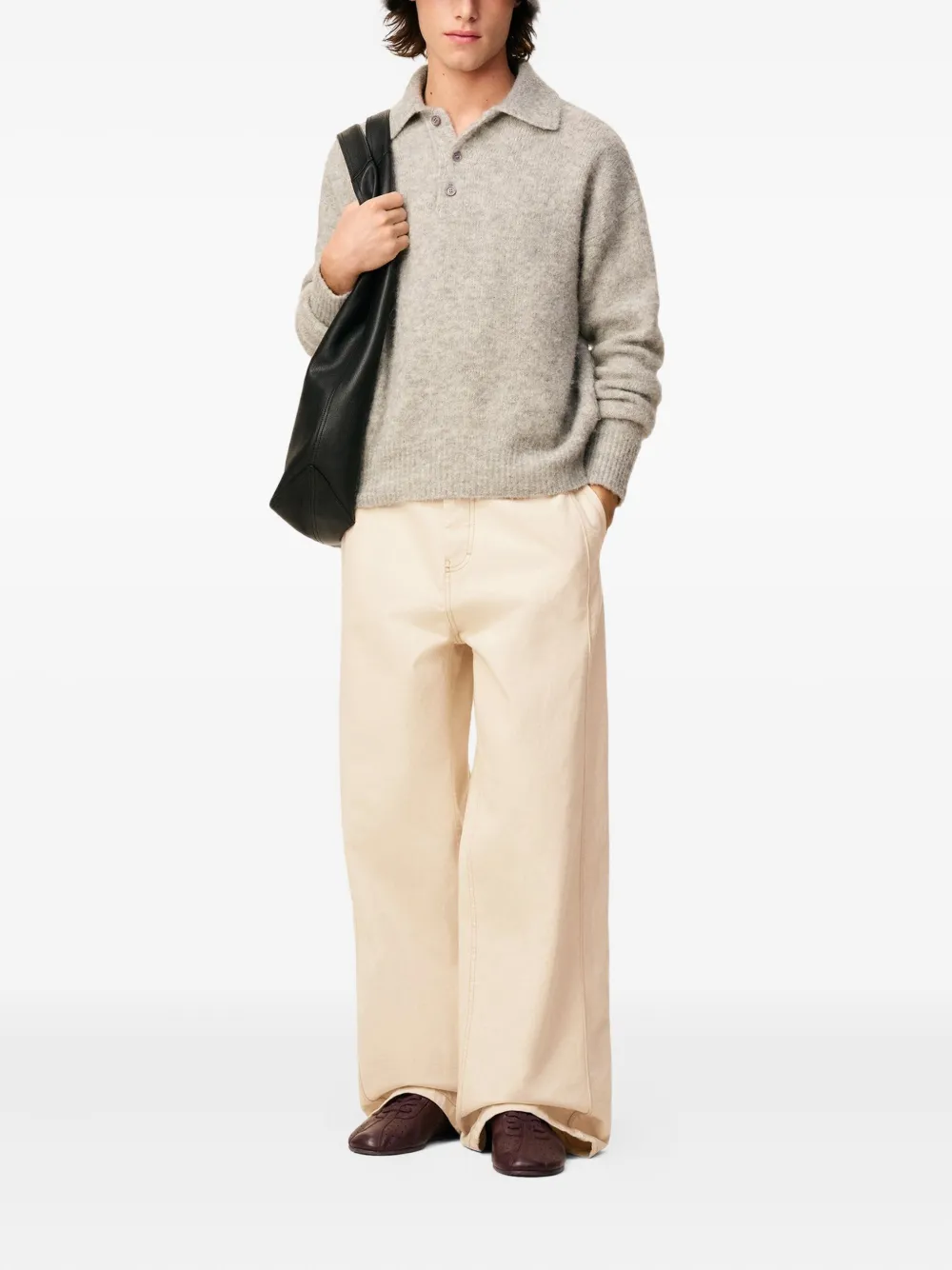 AMI Paris Katoenen ruimvallende jeans Beige
