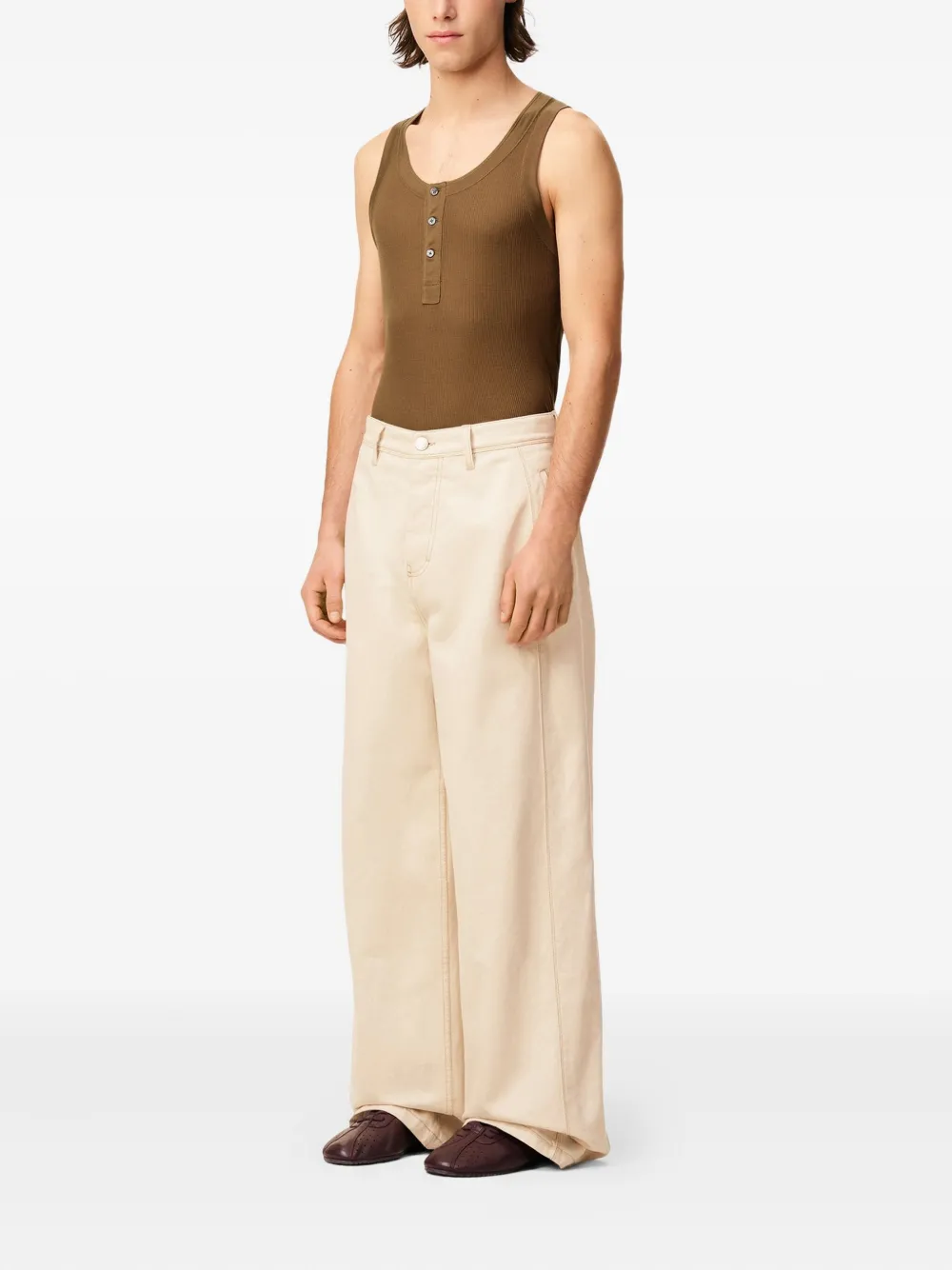 AMI Paris Katoenen ruimvallende jeans Beige