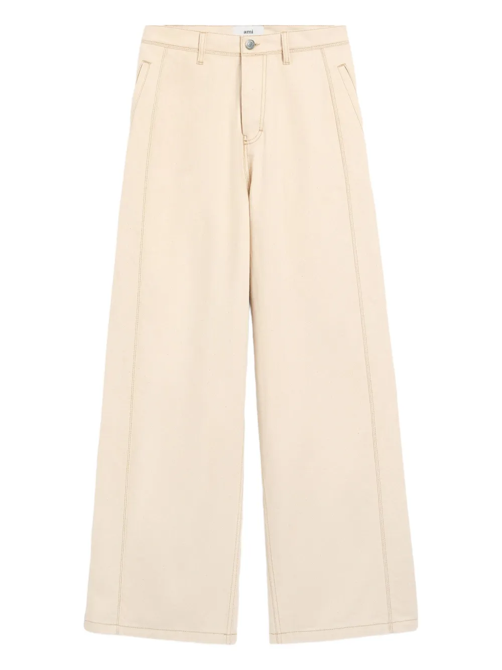 AMI Paris Katoenen ruimvallende jeans Beige