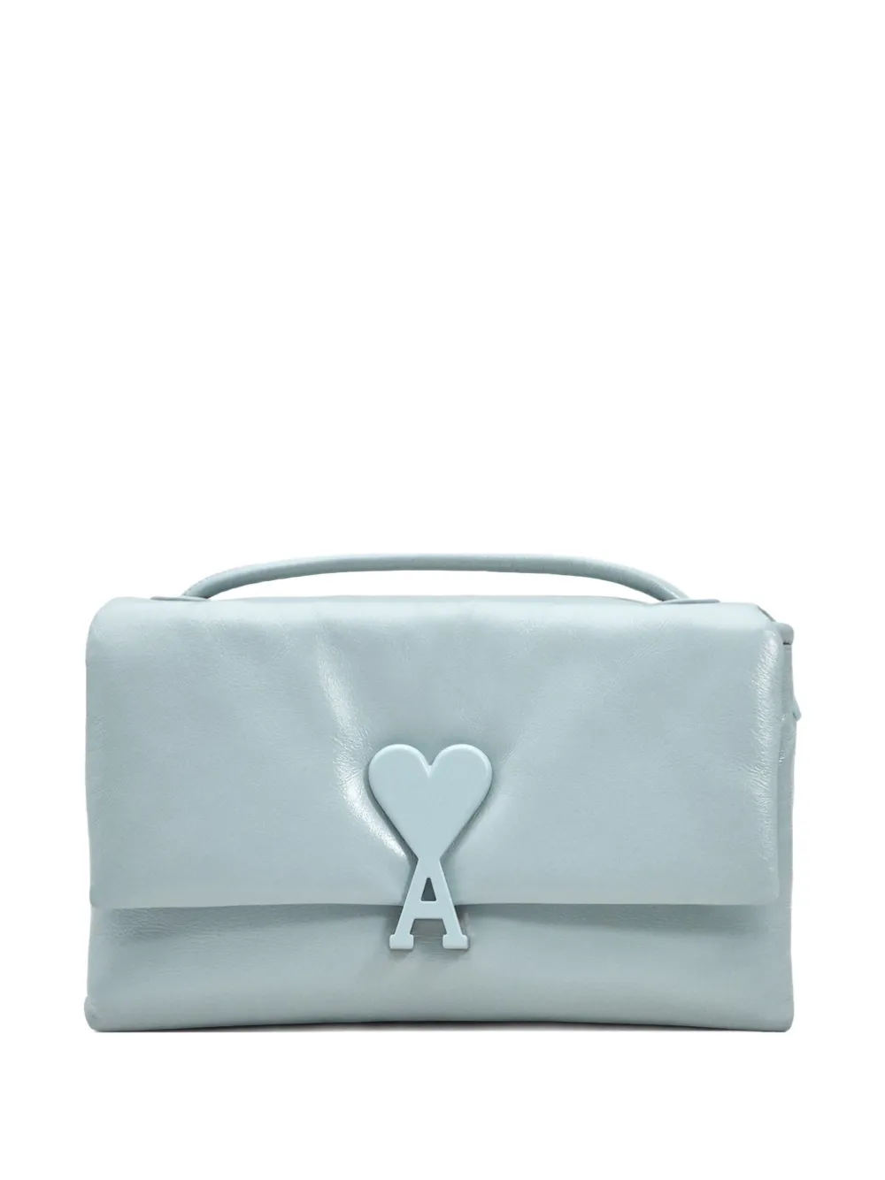 Ami Alexandre Mattiussi Heart-clasp Leather Shoulder Bag In Blue