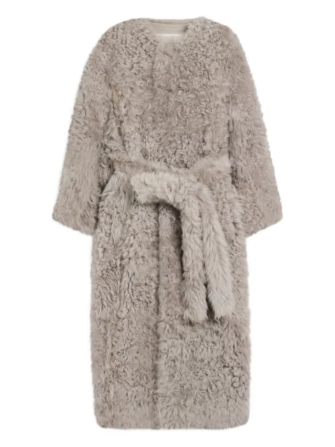 AMI Paris shearling belted coat