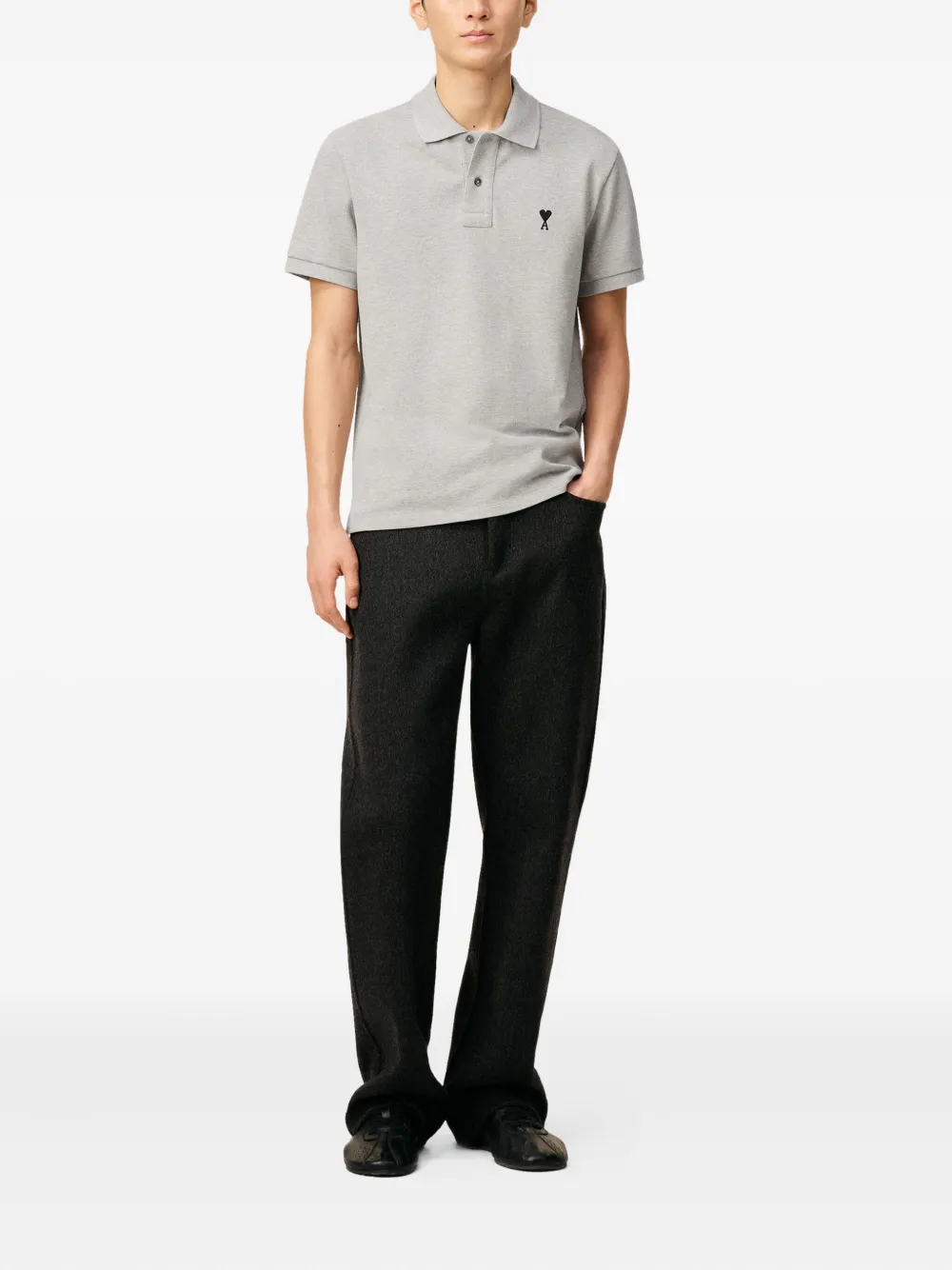 AMI Paris Poloshirt met borduurwerk Grijs