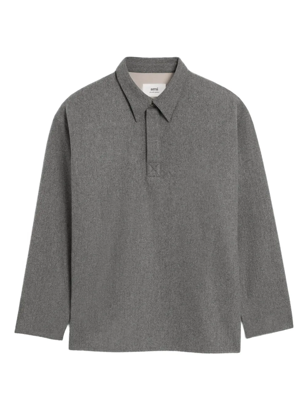 Ami Alexandre Mattiussi Wool Knitted Polo Top In Gray