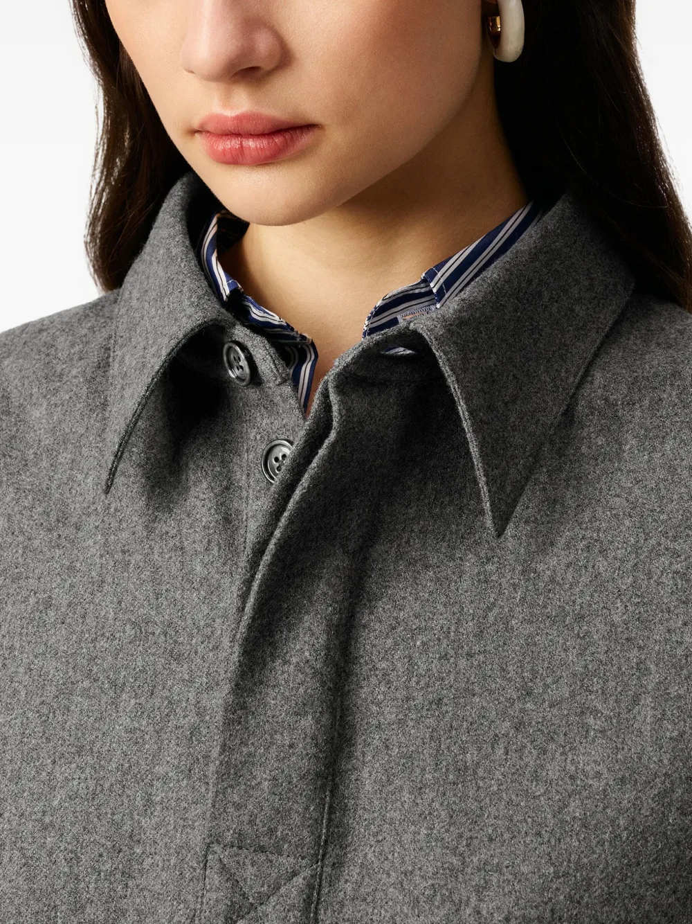 Ami Alexandre Mattiussi Wool Knitted Polo Top In Gray