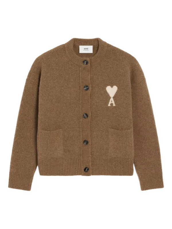 AMI Paris Ami De Coeur カーディガン | ブラウン | FARFETCH JP