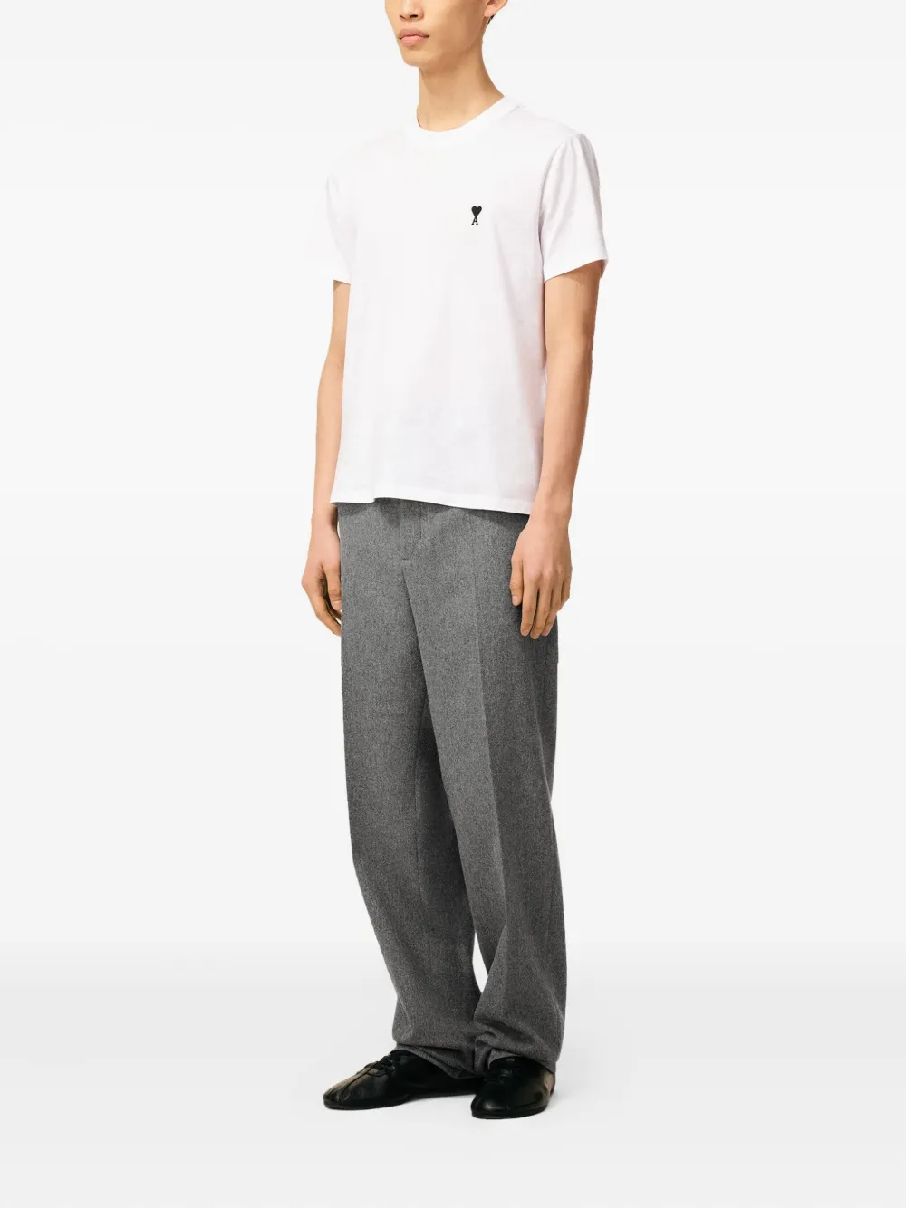 AMI Paris T-shirt met geborduurd hart Wit