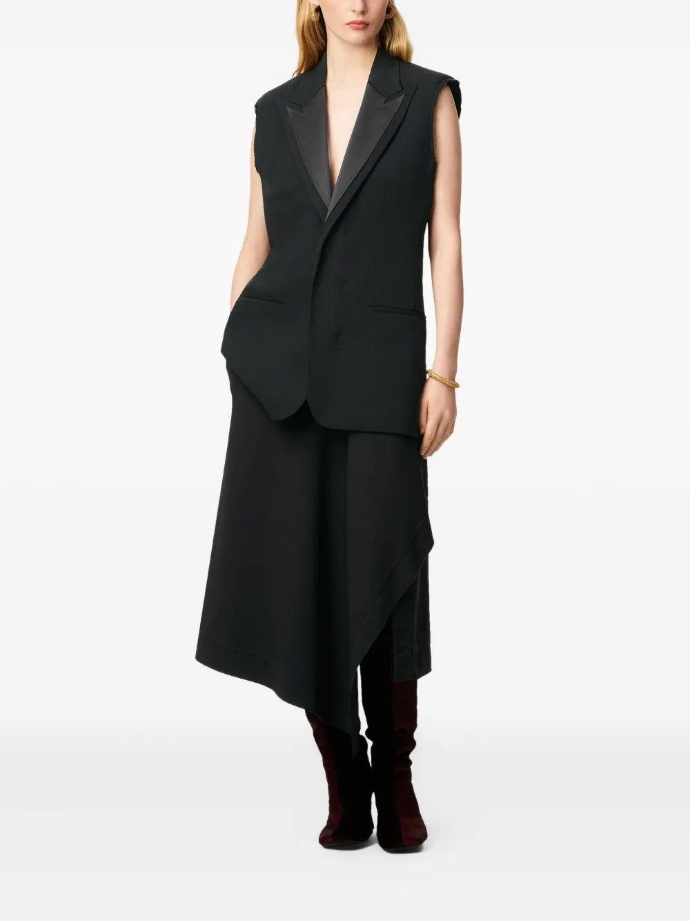 Ami Alexandre Mattiussi Smocking Notched-collar Gilet In Black