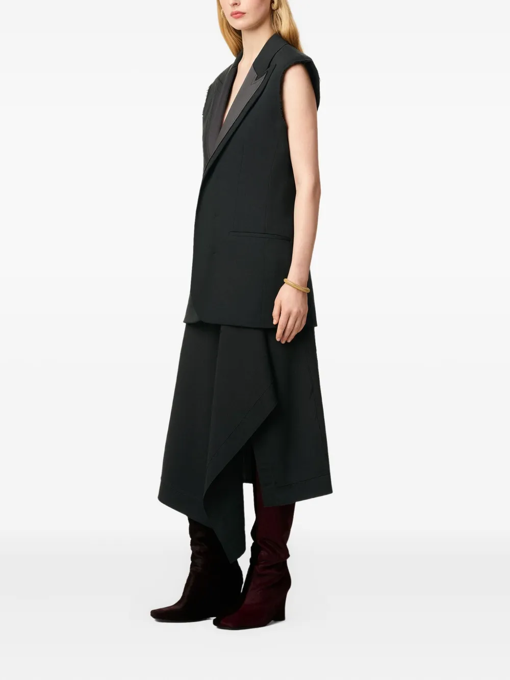 Ami Alexandre Mattiussi Smocking Notched-collar Gilet In Black