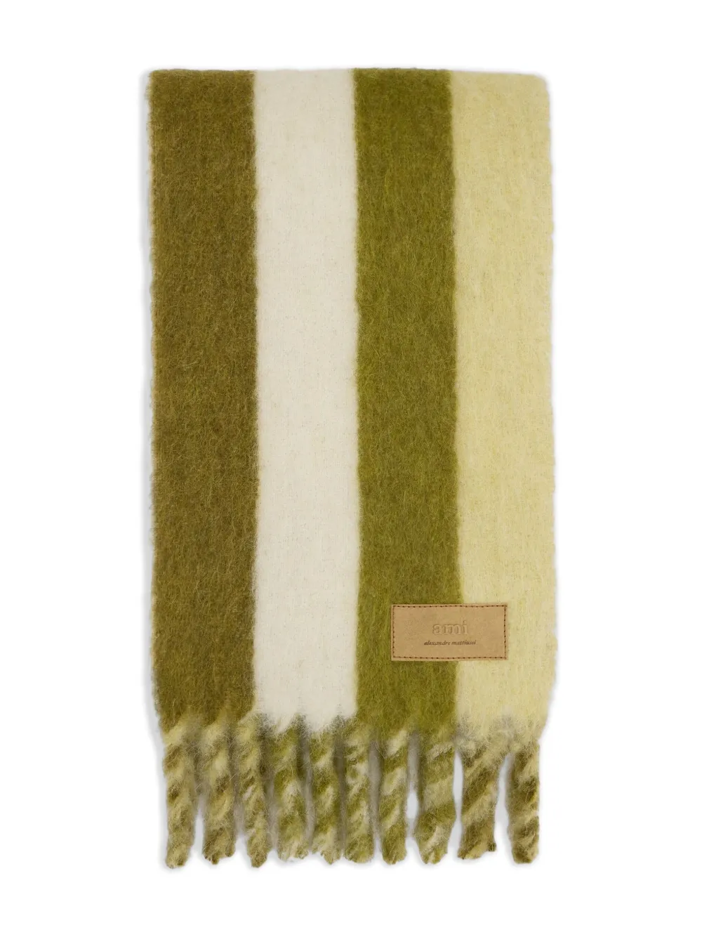 AMI Paris striped fringed scarf | Green | Image 1