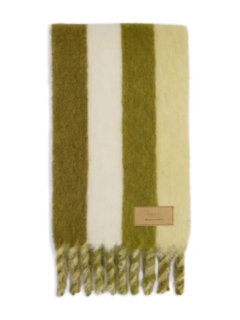 AMI Paris striped fringed scarf