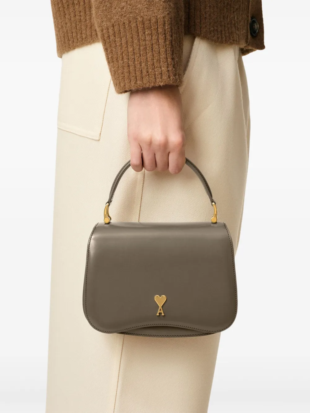 AMI Paris shopper met handgreep en logo Groen