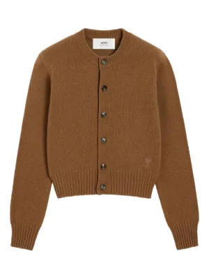 AMI Paris Ami De Coeur Cardigan | Brown | FARFETCH