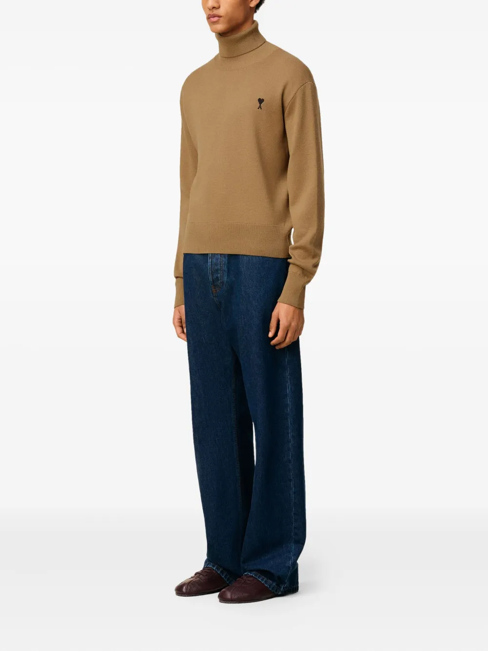 AMI Paris Ami-De-Coeur roll-neck sweater Bruin