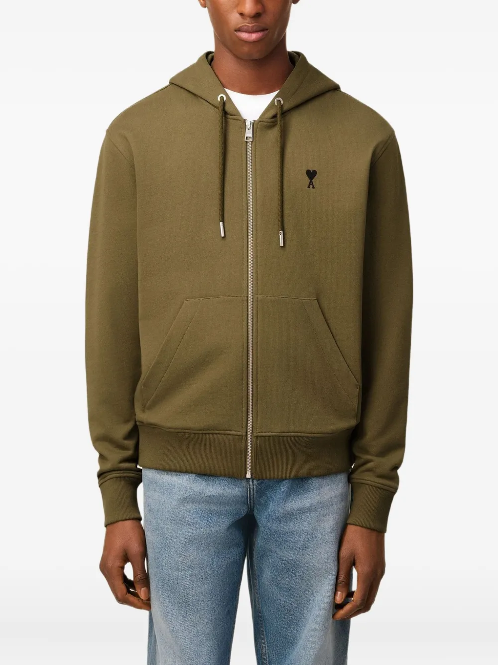 AMI Paris Ami De Coeur hoodie met rits Groen