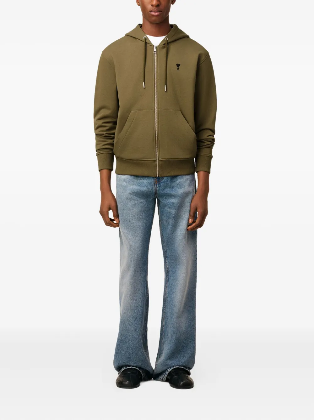 AMI Paris Ami De Coeur hoodie met rits Groen