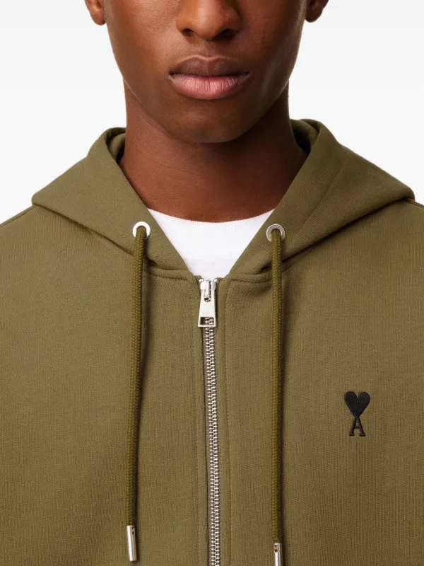 AMI Paris Ami De Coeur zip-fastening Sweatshirt | Green | FARFETCH JO