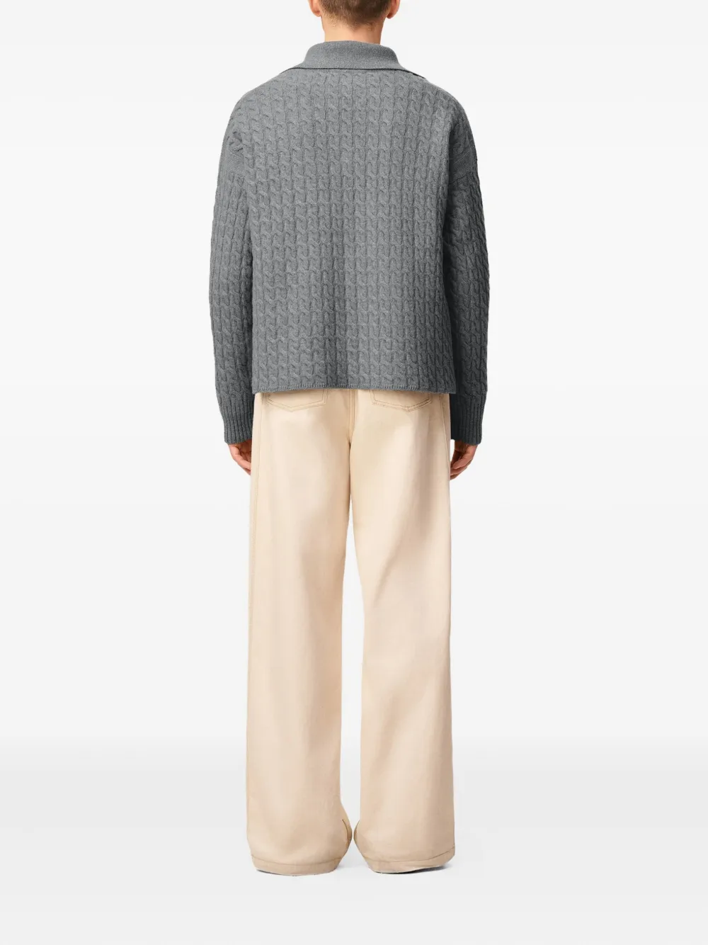 AMI Paris Kabelgebreid wollen poloshirt Grijs