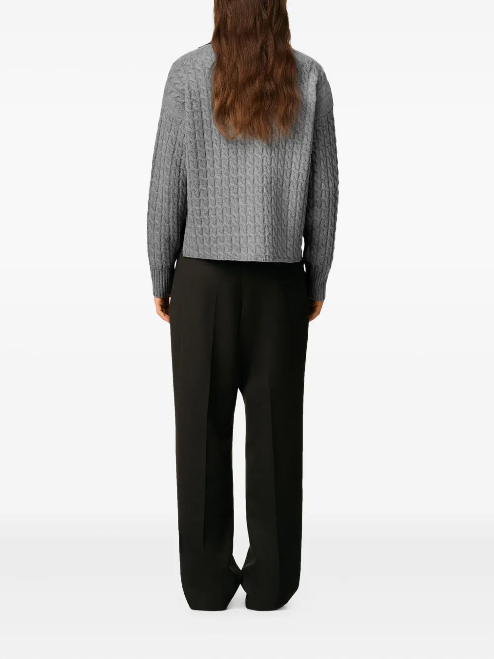 AMI Paris Kabelgebreid wollen poloshirt Grijs