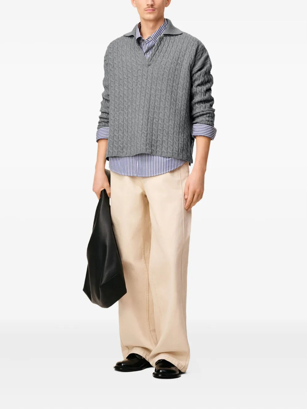 AMI Paris cable-knit wool polo shirt | Knitted Sweaters | Image 2