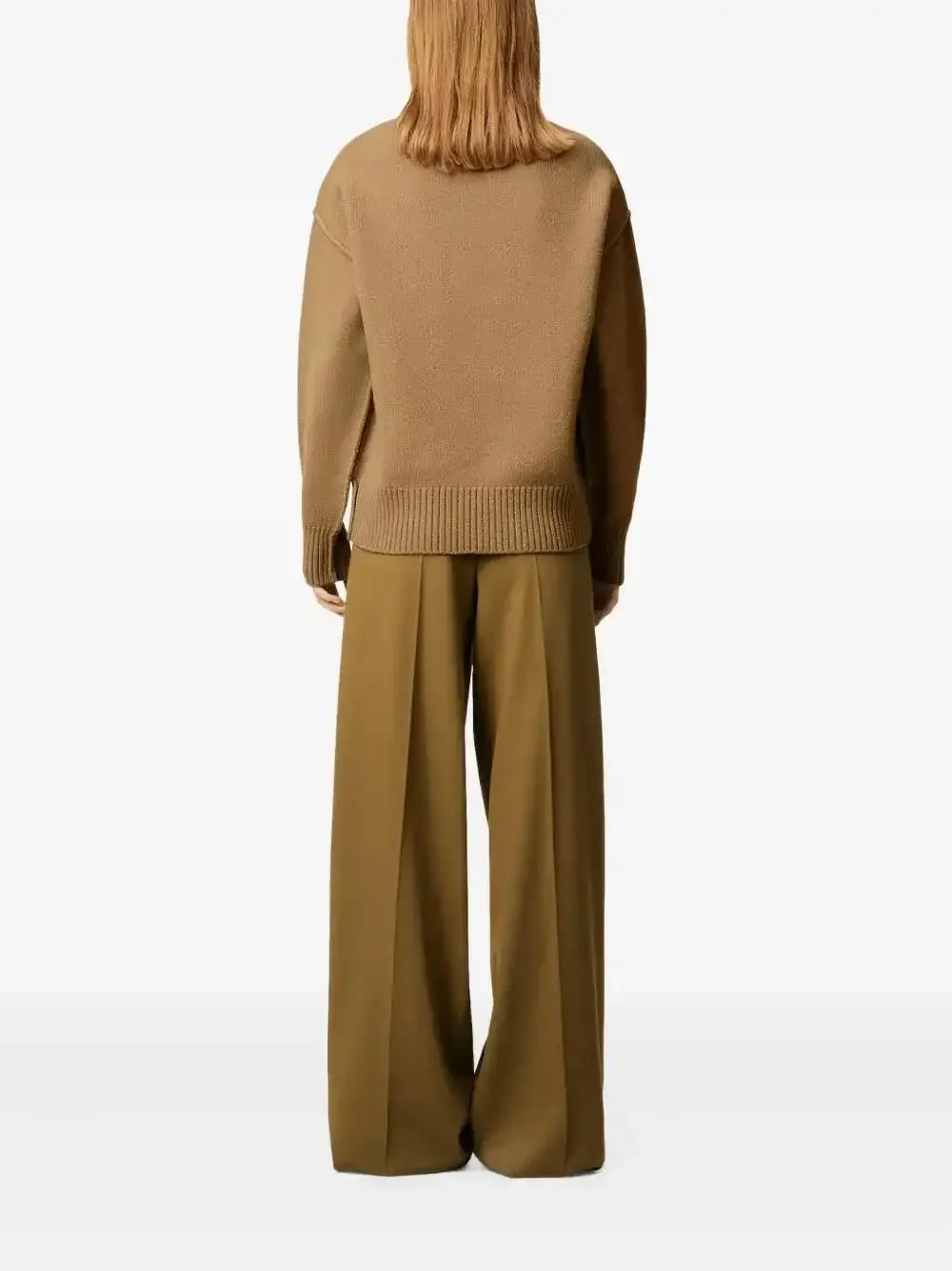 AMI Paris heart crewneck sweater - 288 CAMEL/BLACK