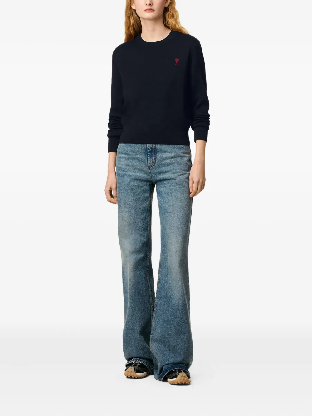 AMI Paris crewneck heart-embroidered wool sweater | Knitted Sweaters | Image 2