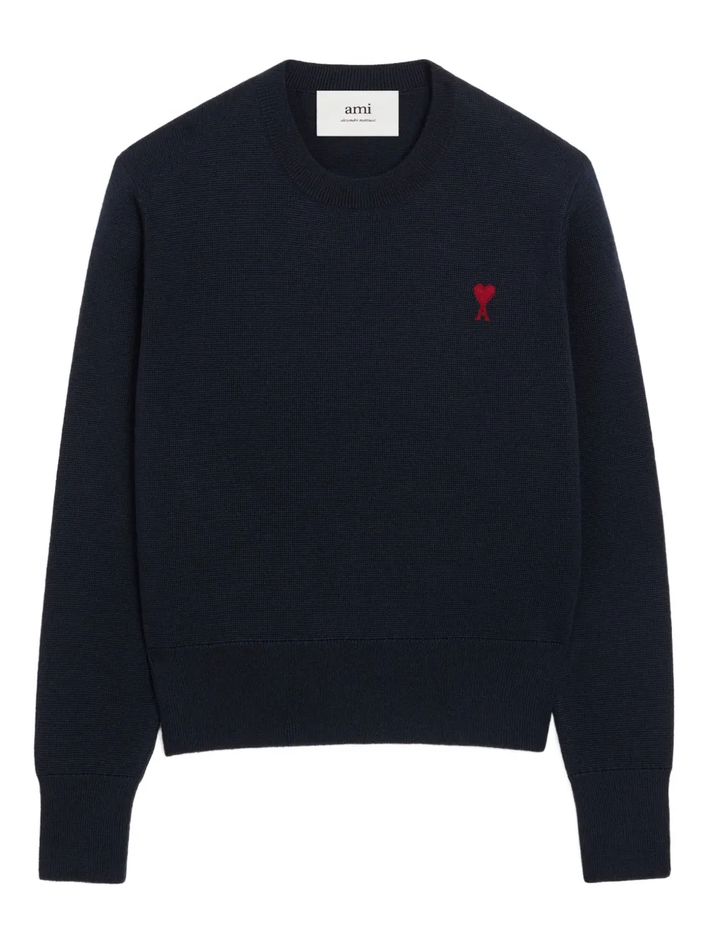 AMI Paris crewneck heart-embroidered wool sweater | Blue | Image 1