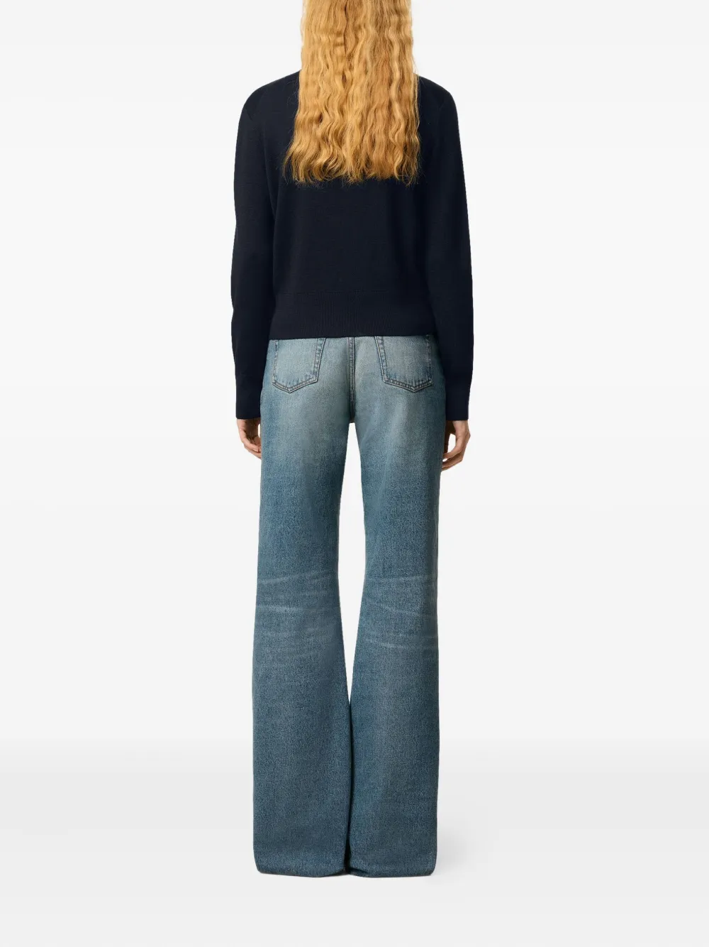 AMI Paris crewneck heart-embroidered wool sweater Blauw