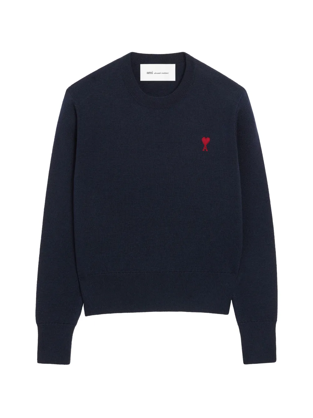 AMI Paris crewneck heart-embroidered wool sweater - Blu