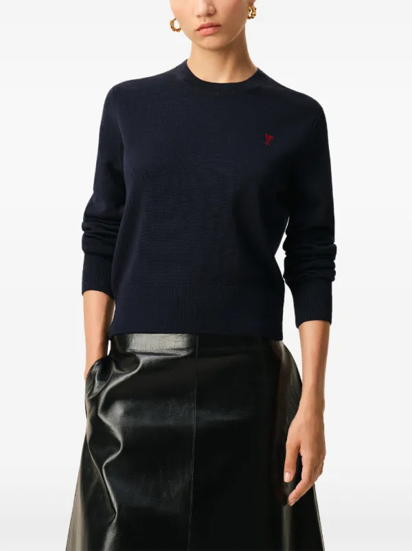 AMI Paris Ami De Coeur クルーネックセーター | ブルー | FARFETCH JP