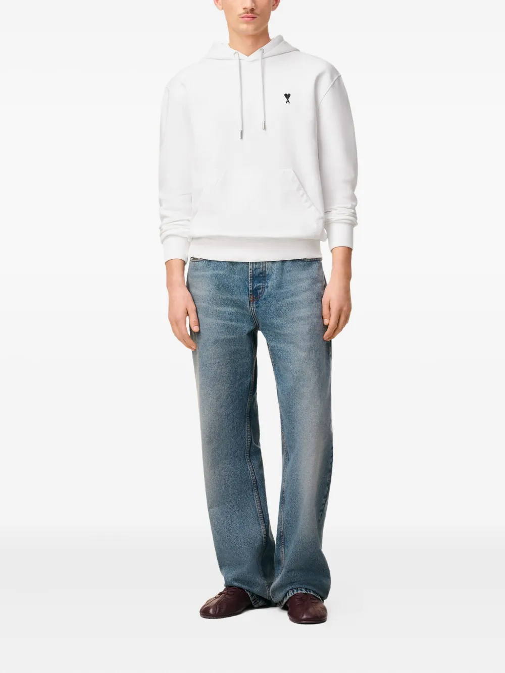 AMI Paris Ami De Coeur katoenen hoodie Wit