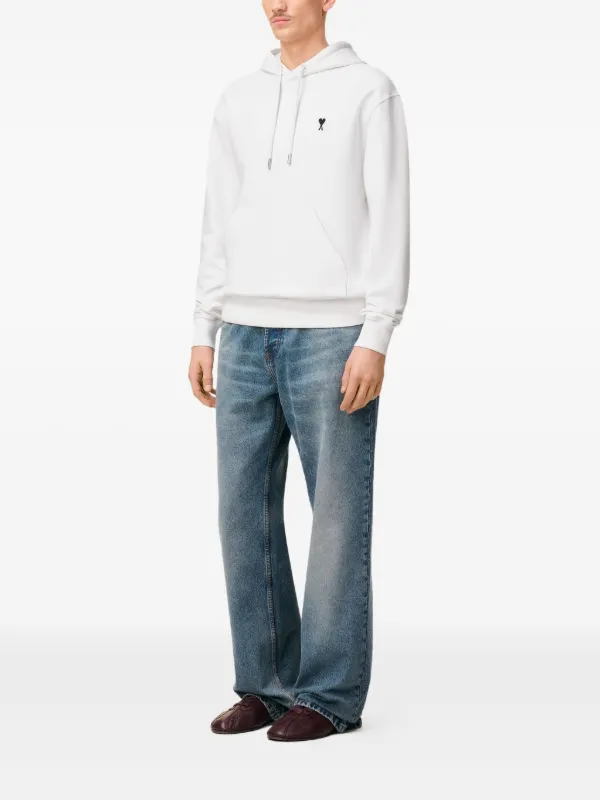 AMI Paris Ami De Coeur Cotton Hoodie | White | FARFETCH
