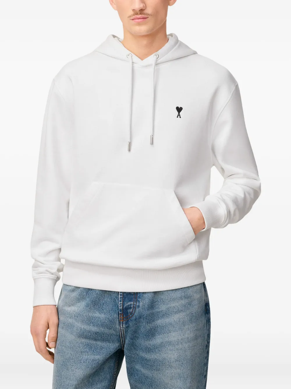 AMI Paris Ami De Coeur katoenen hoodie Wit