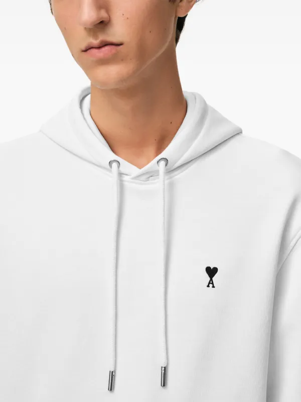 AMI Paris Cotton Ami De Coeur Hoodie | White | FARFETCH