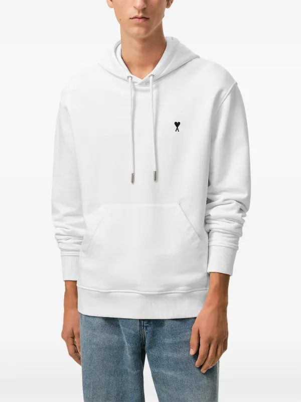 AMI Paris Cotton Ami De Coeur Hoodie | White | FARFETCH