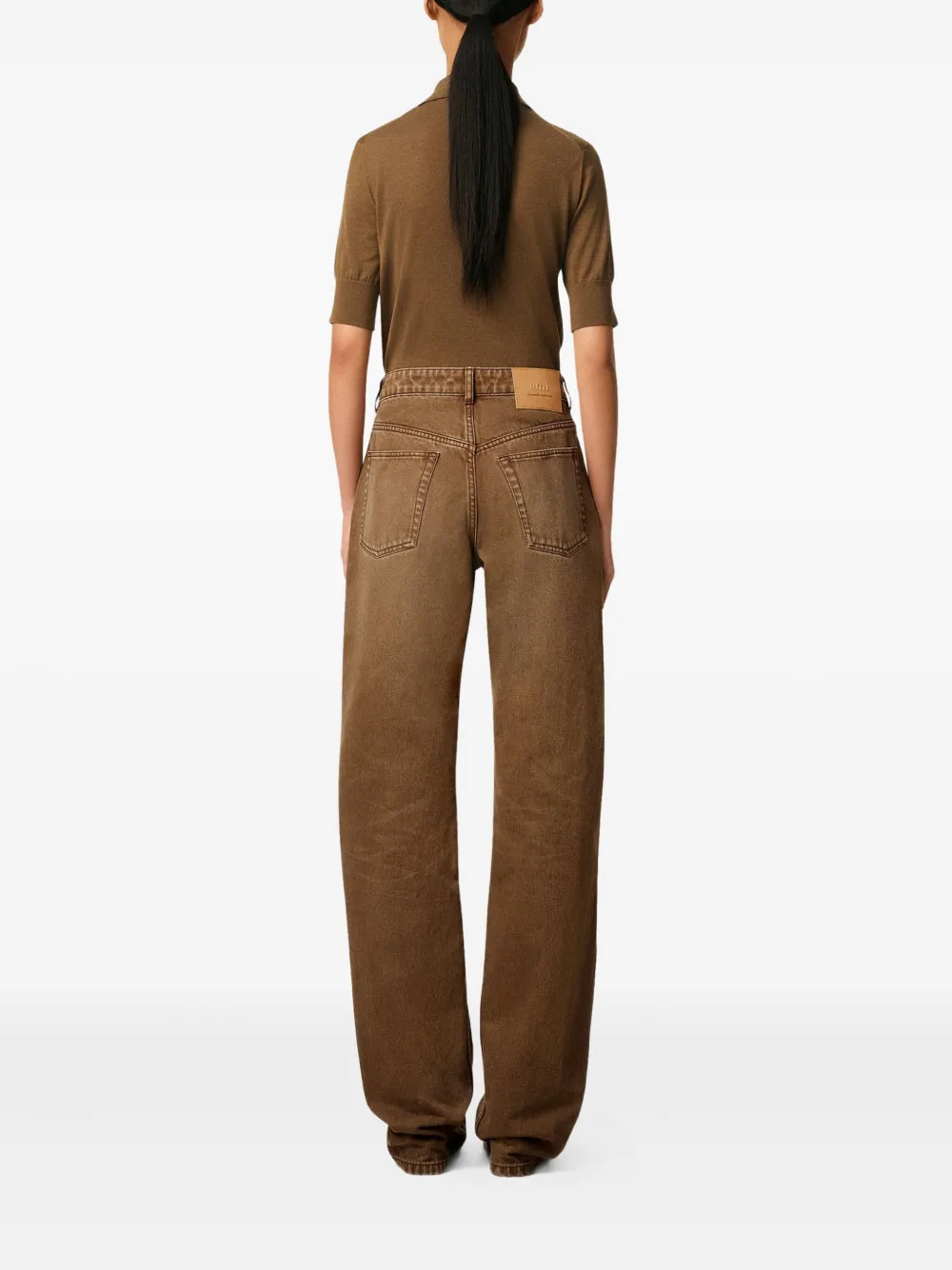 Ami Alexandre Mattiussi Brown Cotton Large Fit Jeans Brown In Brown