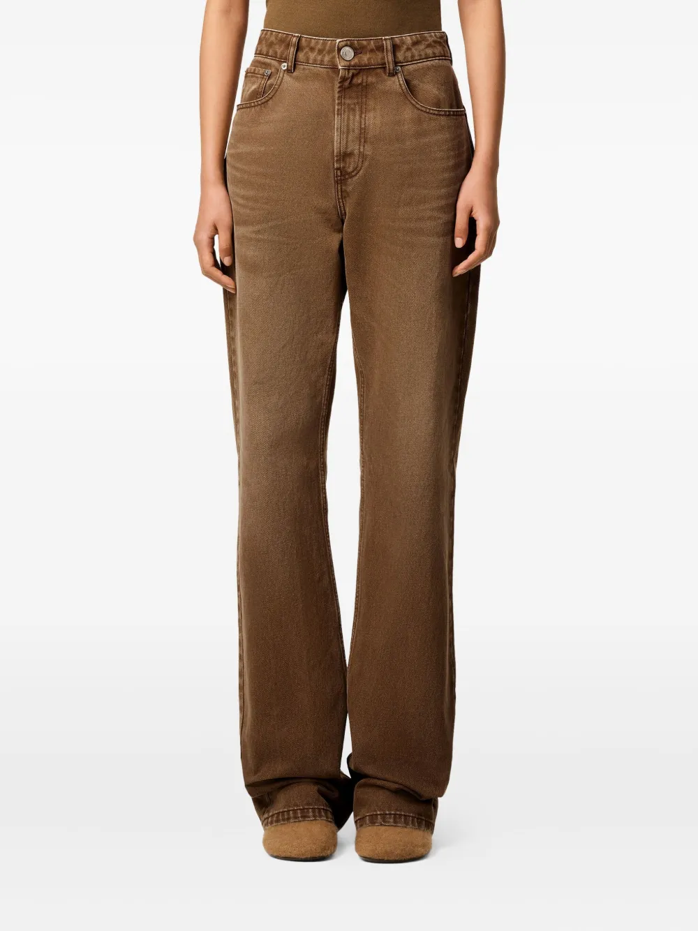 Ami Alexandre Mattiussi Brown Cotton Large Fit Jeans Brown In Brown