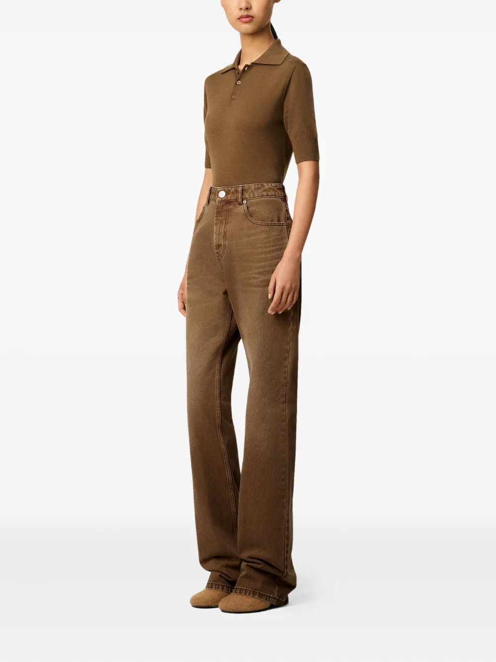 Ami Alexandre Mattiussi Brown Cotton Large Fit Jeans Brown In Brown