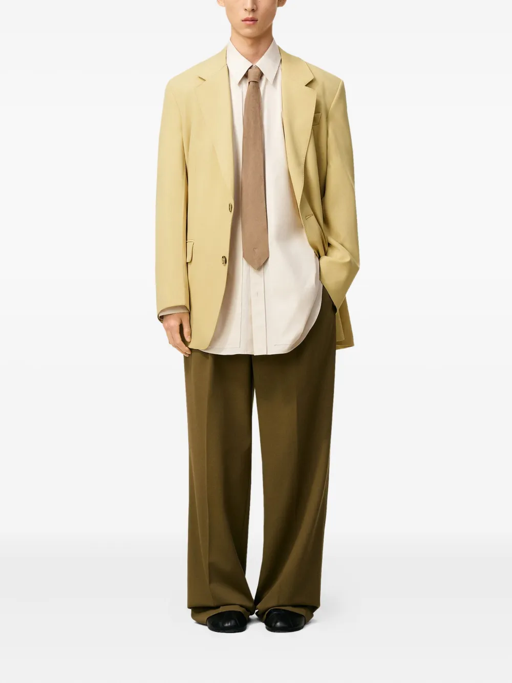 AMI Paris single-breasted wool blazer Geel