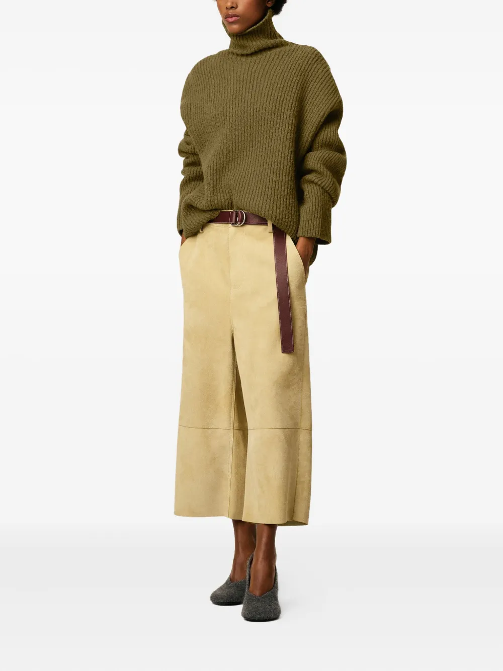 AMI Paris Wollen trui met trechterhals Groen