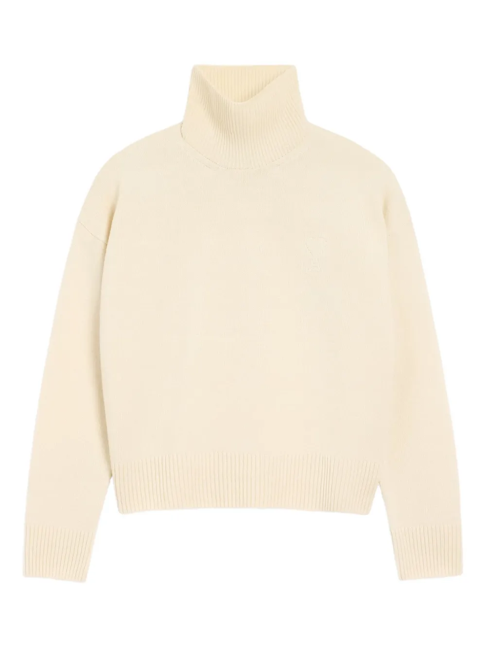 AMI Paris Ami De Coeur trui met trechterhals Beige