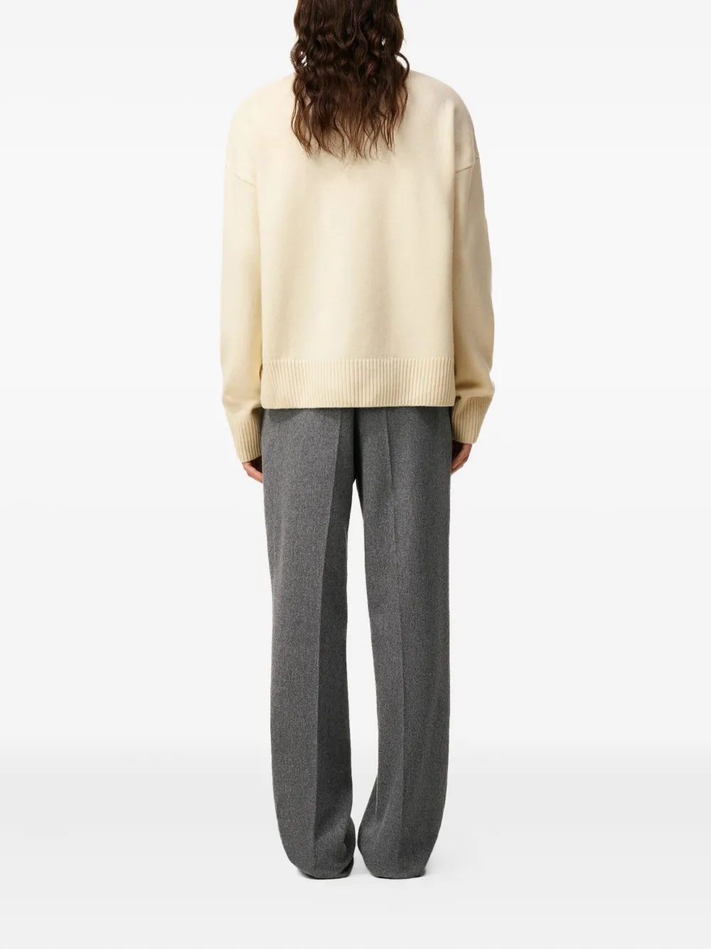 AMI Paris Ami De Coeur trui met trechterhals Beige
