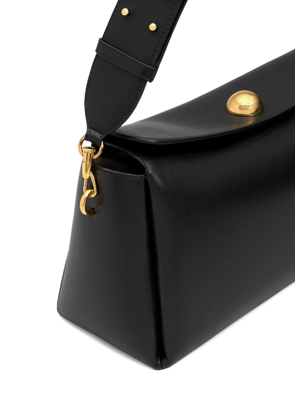 AMI Paris Medium Carrousel leren tas met magnetische sluiting Zwart