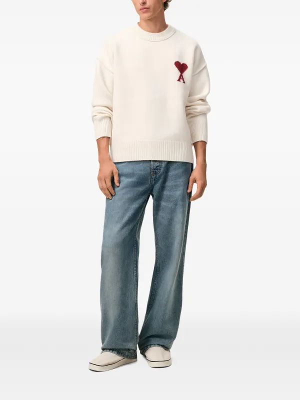 Ami Paris  AMI DE COEUR クルーネック セーター XS グレー ウール Ami De Coeur クルーネック セーター ヘザーグレー