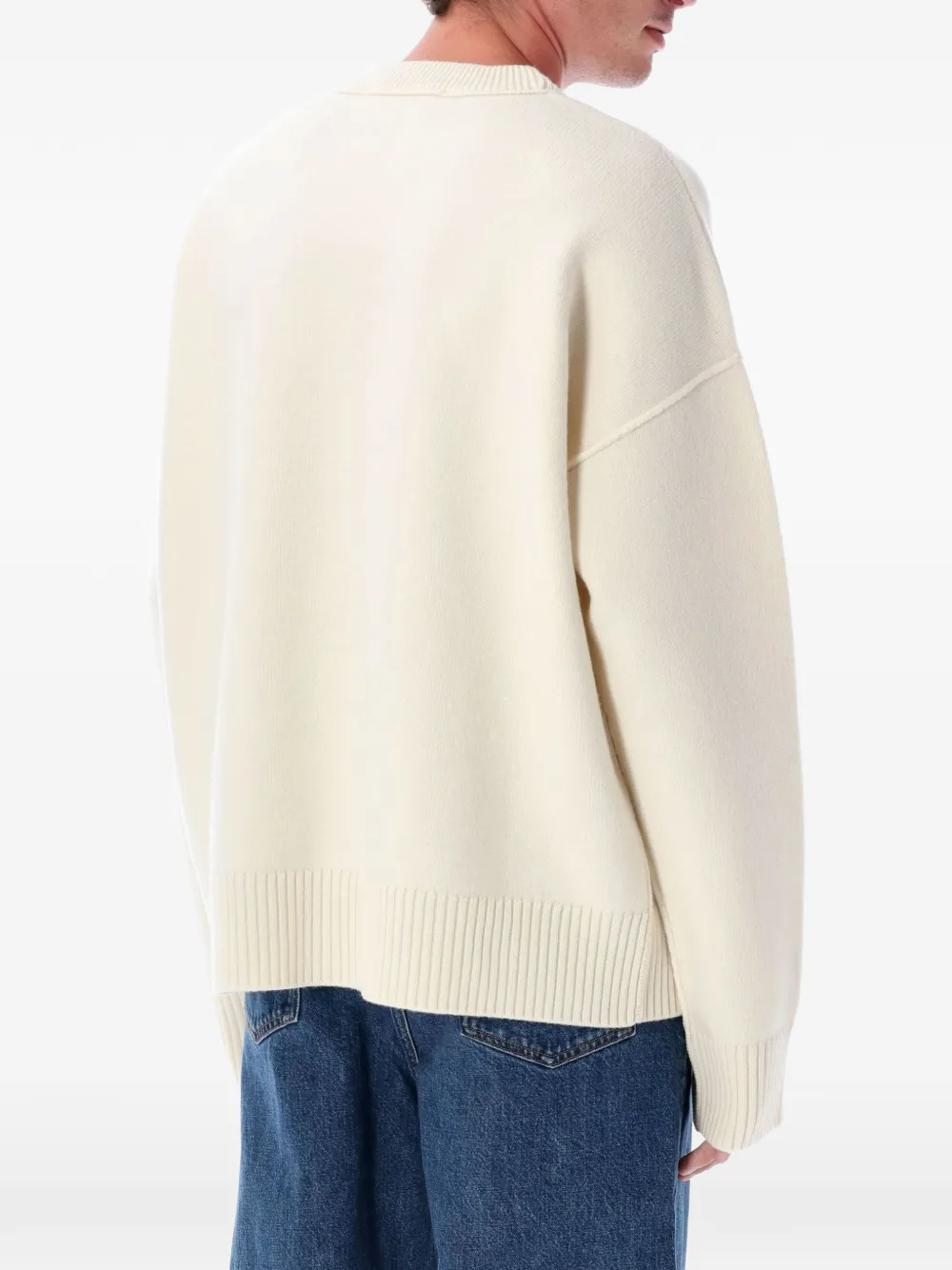 AMI Paris Wollen trui met ronde hals en Ami De Coeur Beige