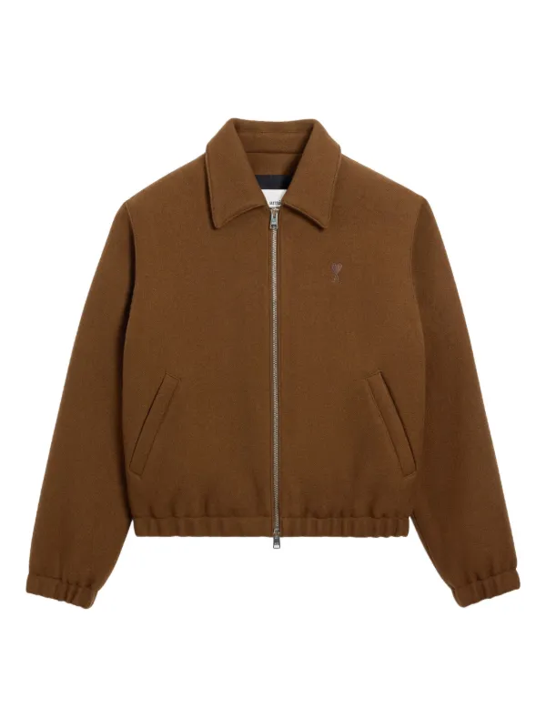 AMI Paris Ami De Coeur ジップアップ ジャケット | ブラウン