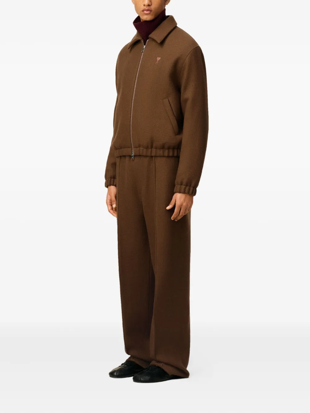AMI Paris Honkbalpet met geborduurd logo Bruin