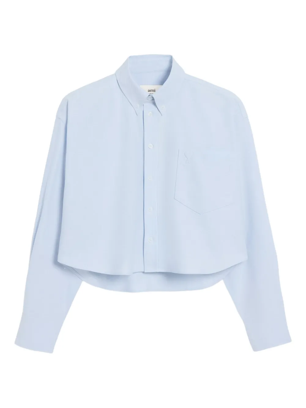 AMI Paris Oxford cropped blouse Blauw