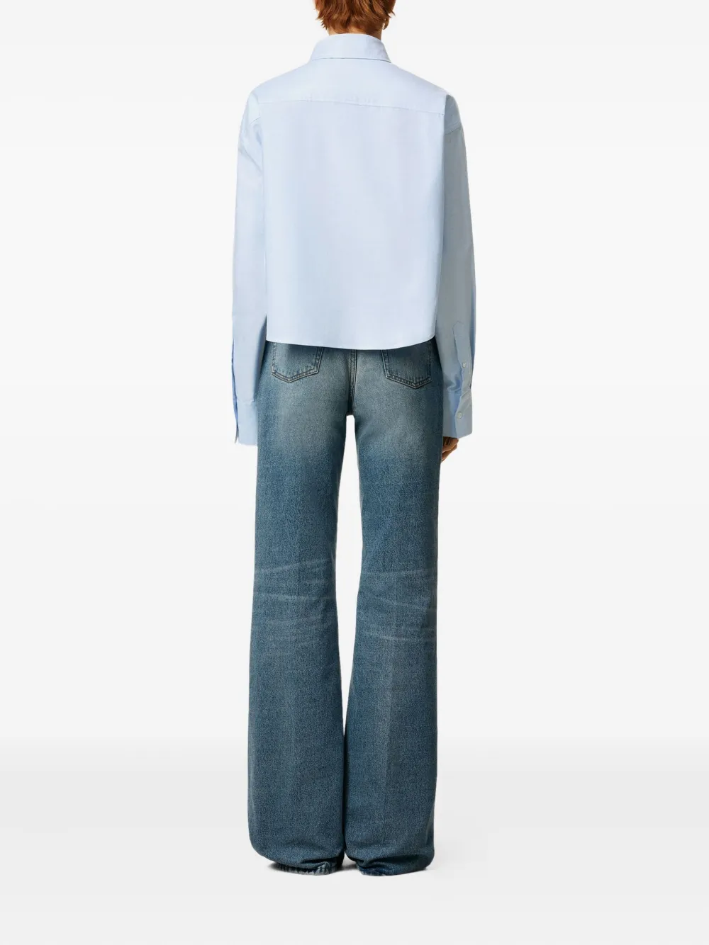 AMI Paris Oxford cropped blouse Blauw